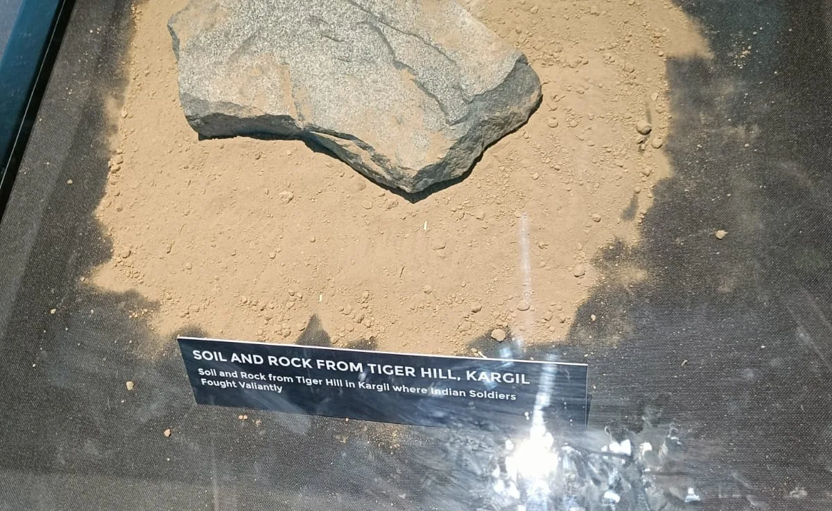 A piece of rock from Tiger Hill at Prime Ministers museum in Delhi