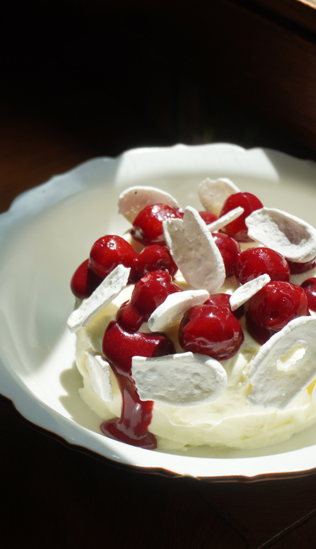 Cherry Jubilee Meringue Cake