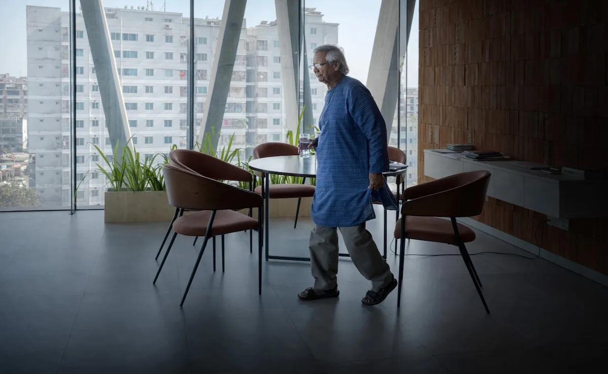 Muhammad Yunus in his office in Dhaka.