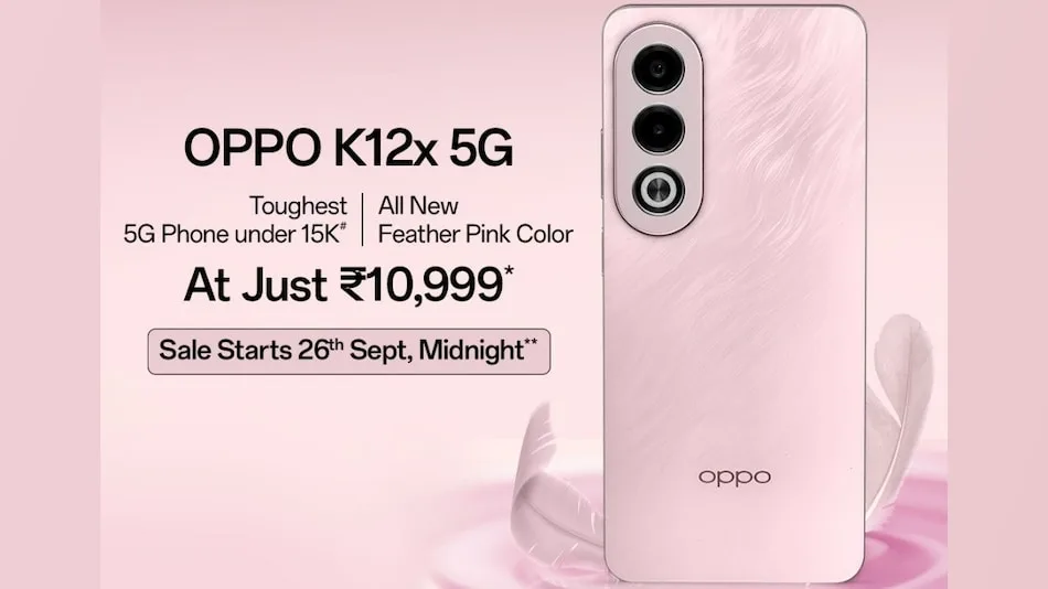 Oppo K12x 5G Feather Pink Colour Variant Launched in India Ahead of Flipkart Big Billion Days Sale